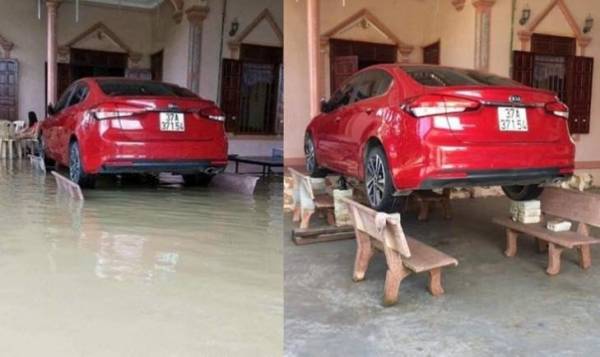 Những tài xế ở Nghệ An đưa ô tô lên ghế đá tránh bị ngập nước mưa như thế nào?