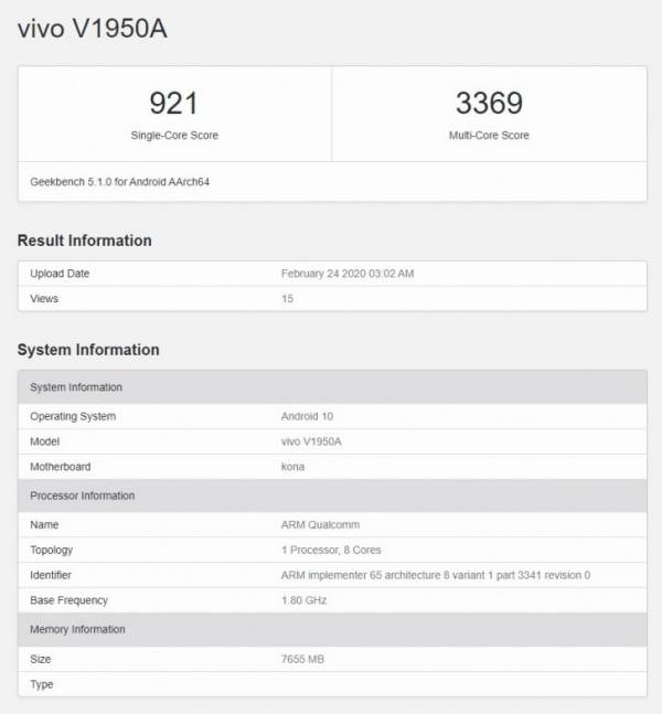 Phiên bản kế nhiệm của Vivo NEX 3 5G xuất hiện trên Geekbench với Snapdragon 865