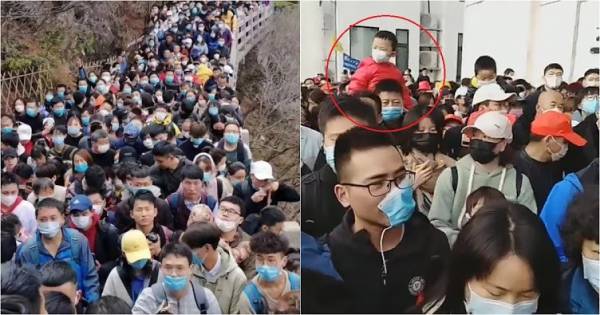 Trung Quốc: 20.000 người tràn vào công viên vui chơi miễn phí dù đang dịch, có cả trẻ em