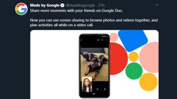 Google Duo trên Android thêm tính năng chia sẻ màn hình