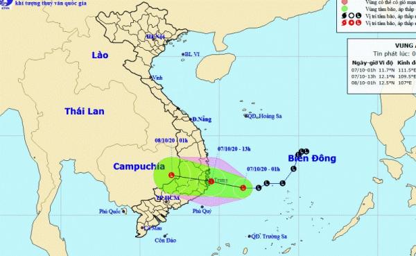 Trưa nay, áp thấp giật cấp 8 vào vùng biển Phú Yên - Khánh Hòa