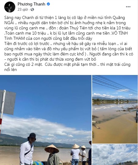 Người dân Quảng Ngãi yêu cầu ca sĩ Phương Thanh xin lỗi vì thông tin sai chuyện chỉ “canh 10 triệu của Thủy Tiên”