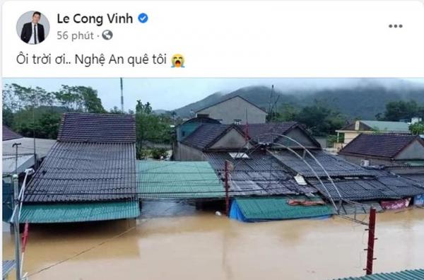 Thủy Tiên cứu trợ dân Lệ Thủy, Công Vinh than trời quê nhà ngập