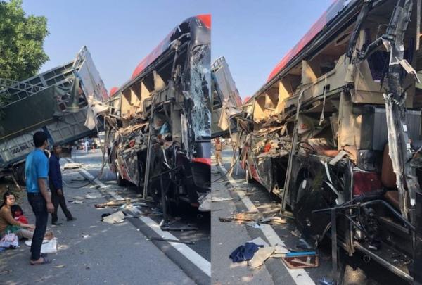 Xe khách va chạm xe tải trên cao tốc Pháp Vân – Cầu Giẽ, nhiều người bị thương