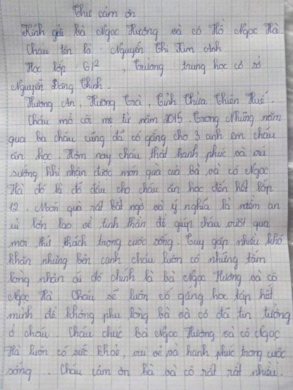 Hồ Ngọc Hà nhận được bức thư cảm động của 1 nữ sinh Huế vì đã hỗ trợ tiền học phí