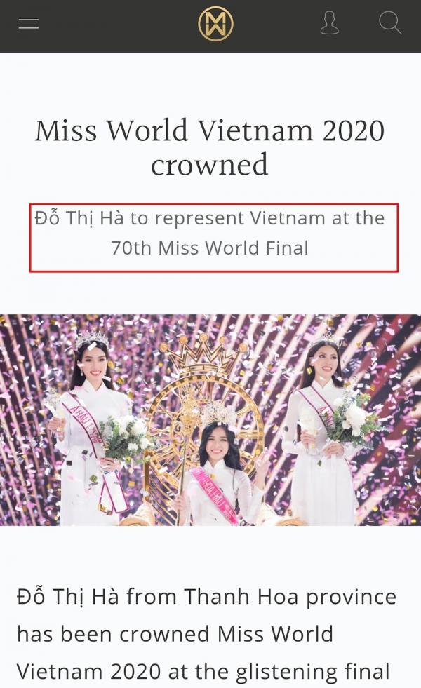 Miss World khen ngợi Hoa hậu Việt Nam, chính thức xác nhận Đỗ Thị Hà dự thi Hoa hậu Thế giới
