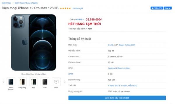 Gần 2 tháng về Việt Nam, iPhone 12 Pro Max vẫn liên tục “cháy hàng”