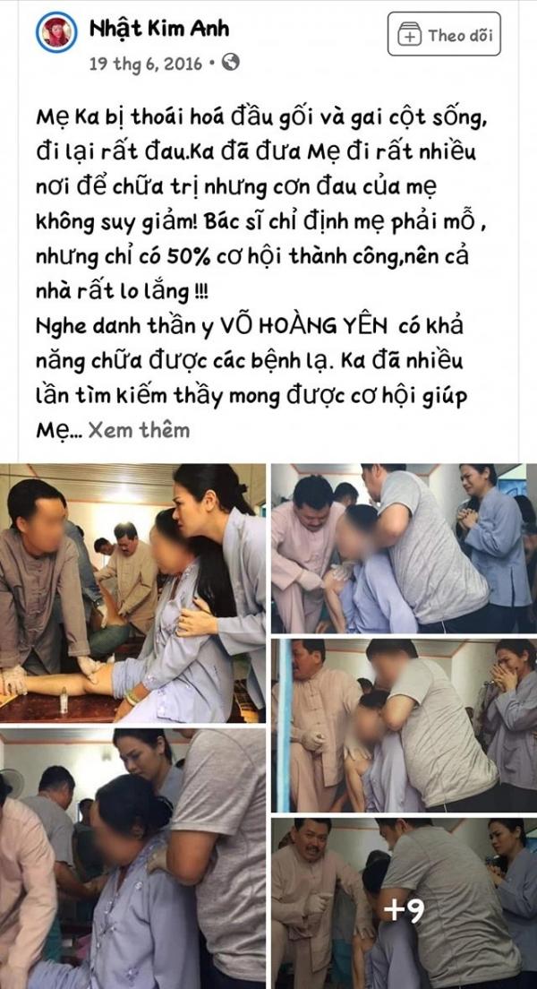 Nhật Kim Anh lên tiếng xin lỗi về loạt hình ảnh đưa mẹ đi chữa bệnh chỗ ông Võ Hoàng Yên