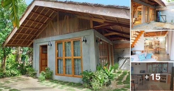 Garden house, built of wood and cement, low budget