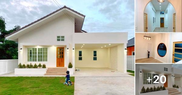 One-storey House in Modern Minimal Style, Outstanding Design, White Tone.
