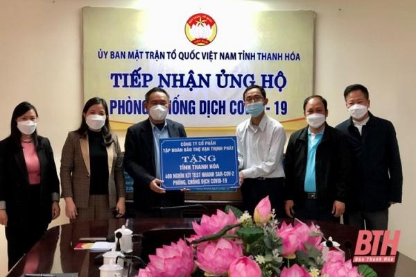 Công ty CP Tập đoàn bảo trợ Vạn Thịnh Phát ủng hộ tỉnh Thanh Hóa 400.000 kít test nhanh SARS-CoV-2