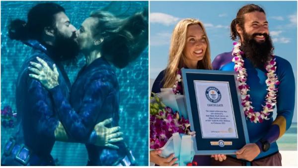 Cặp đôi phá kỷ lục Guinness thế giới về hôn nhau dưới nước lâu nhất