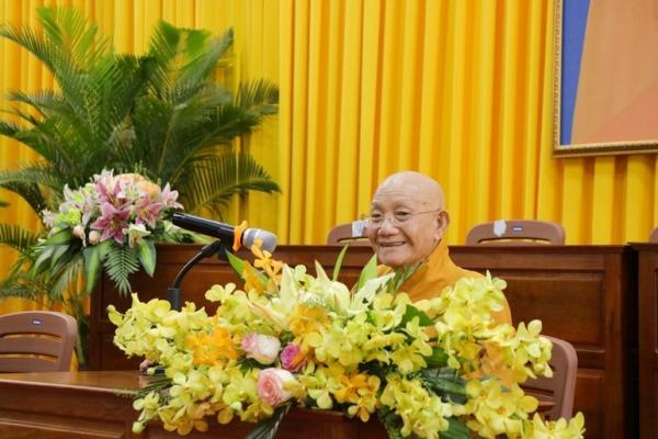 An Giang: Trưởng lão Hòa thượng Thích Minh Thông chia sẻ về Giới luật tại Khóa bồi dưỡng trụ trì