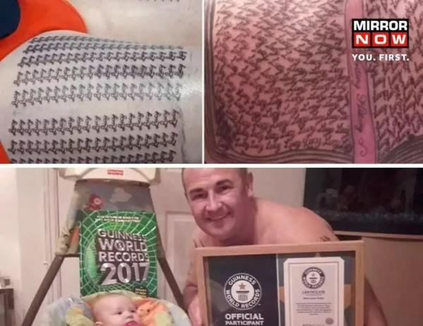 Người đàn ông xăm tên con gái lên c‌ơ th‌ể 667 lần, lập kỷ lục Guinness
