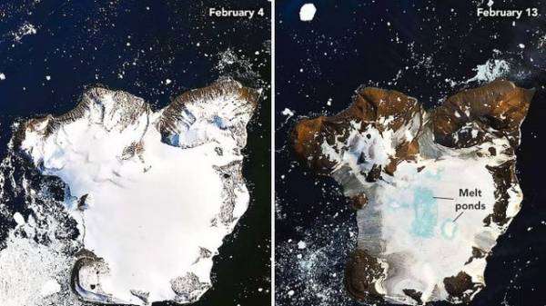 Băng Nam Cực tan chảy trơ trọi mặt đất do nhiệt độ tăng kỷ lục