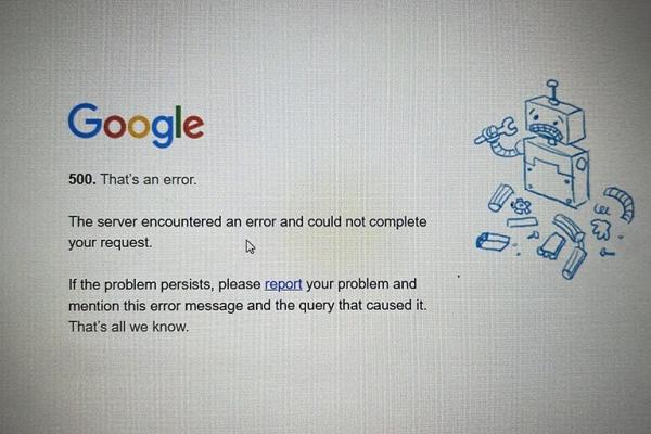 Google bị sập trên toàn cầu
