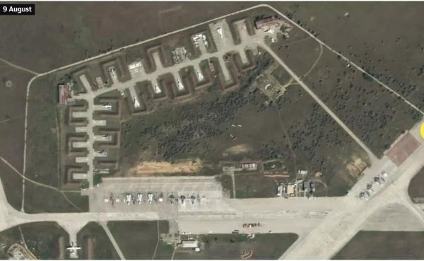 Hình ảnh trước và sau vụ nổ tại căn cứ không quân Nga