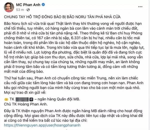 MC Phan Anh đáp trả cực gắt khi dân mạng nói kêu gọi ủng hộ miền Trung rồi lại ‘ăn chặn tiền từ thiện’