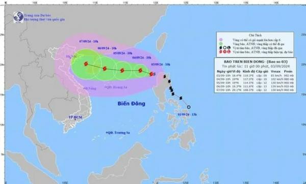 Bão Yagi vào Biển Đông, trở thành cơn bão số 3, giật cấp 16