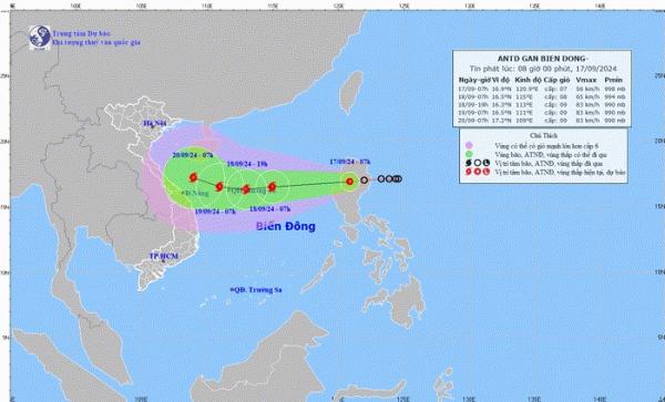 Bão số 4 có thể hướng thẳng vào các tỉnh miền Trung