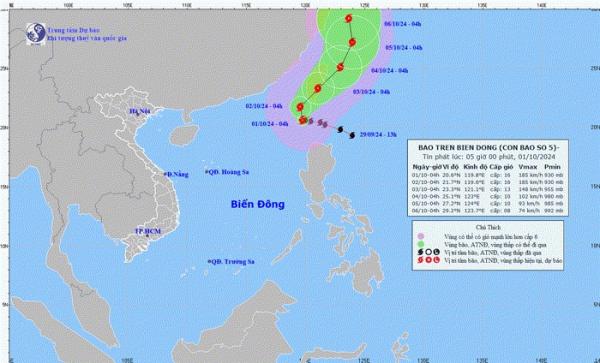 Bão Krathon đi vào Biển Đông và trở thành bão số 5 trong năm 2024