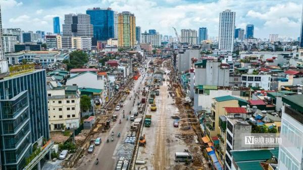 Hình ảnh tăng tốc thi công tuyến đường Hoàng Cầu - Voi Phục